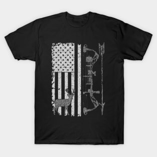 American Deer Hunting Bow Hunter Flag Accessories T-Shirt